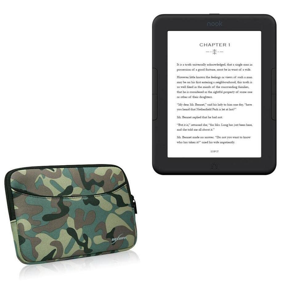 BoxWave Case Compatible with Barnes & Noble Nook GlowLight 4e - Camouflage Suit with Pocket, Neoprene Camo Suit Zipper Pocket for Storage