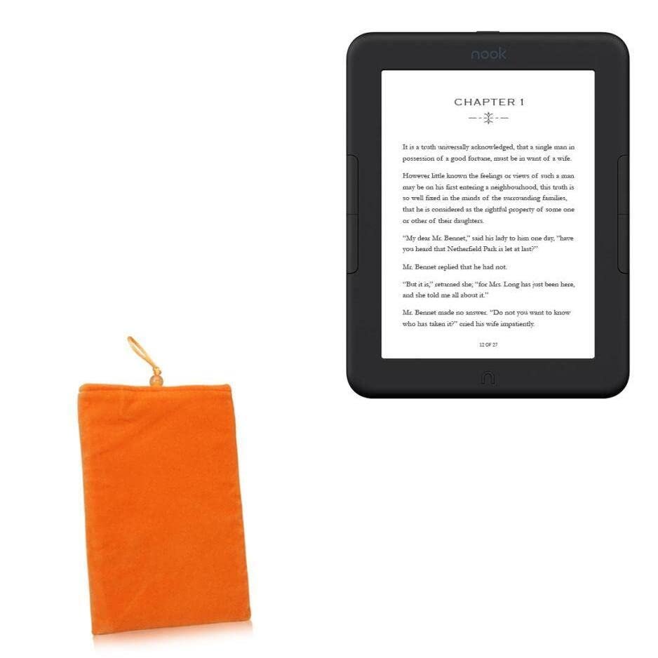 BoxWave Case Compatible with Barnes & Noble Nook GlowLight 4e - Velvet Pouch, Soft Velour Fabric Bag Sleeve with Drawstring - Bold Orange