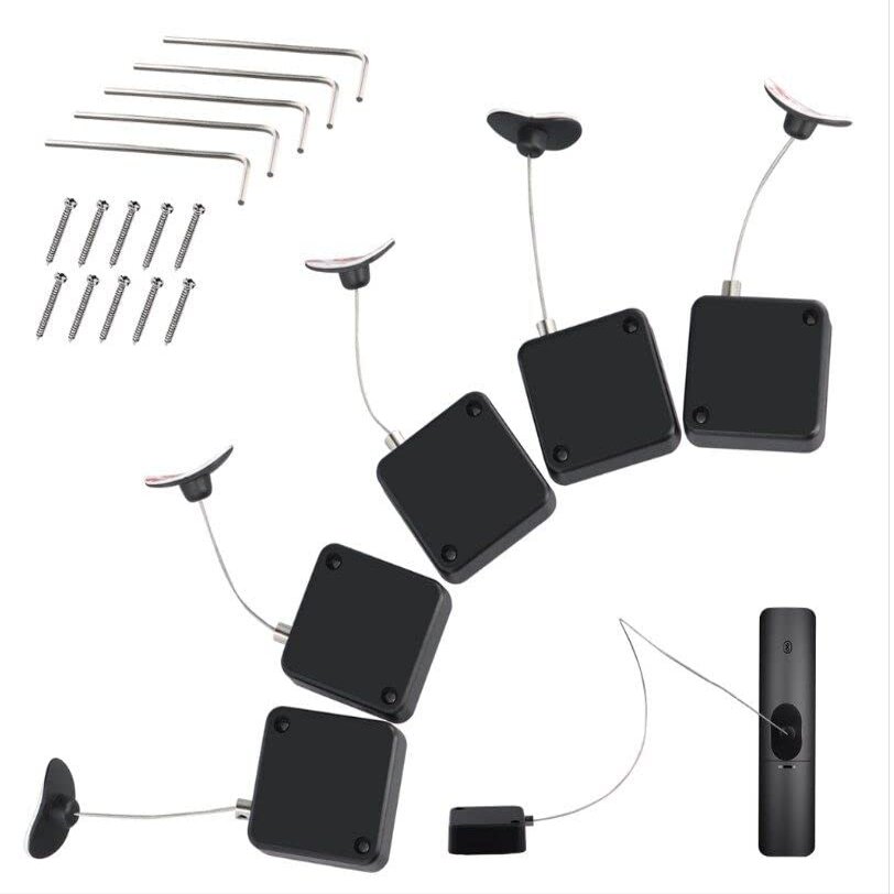 10 Packs Remote Control Anti-Lost Cable Locks, 39-Inch Retractable Security Cable Lock, Self-Adhesive Hardware Cable Lock for Curved Products, Remotes, Speakers, Microphones, Adjustable Length
