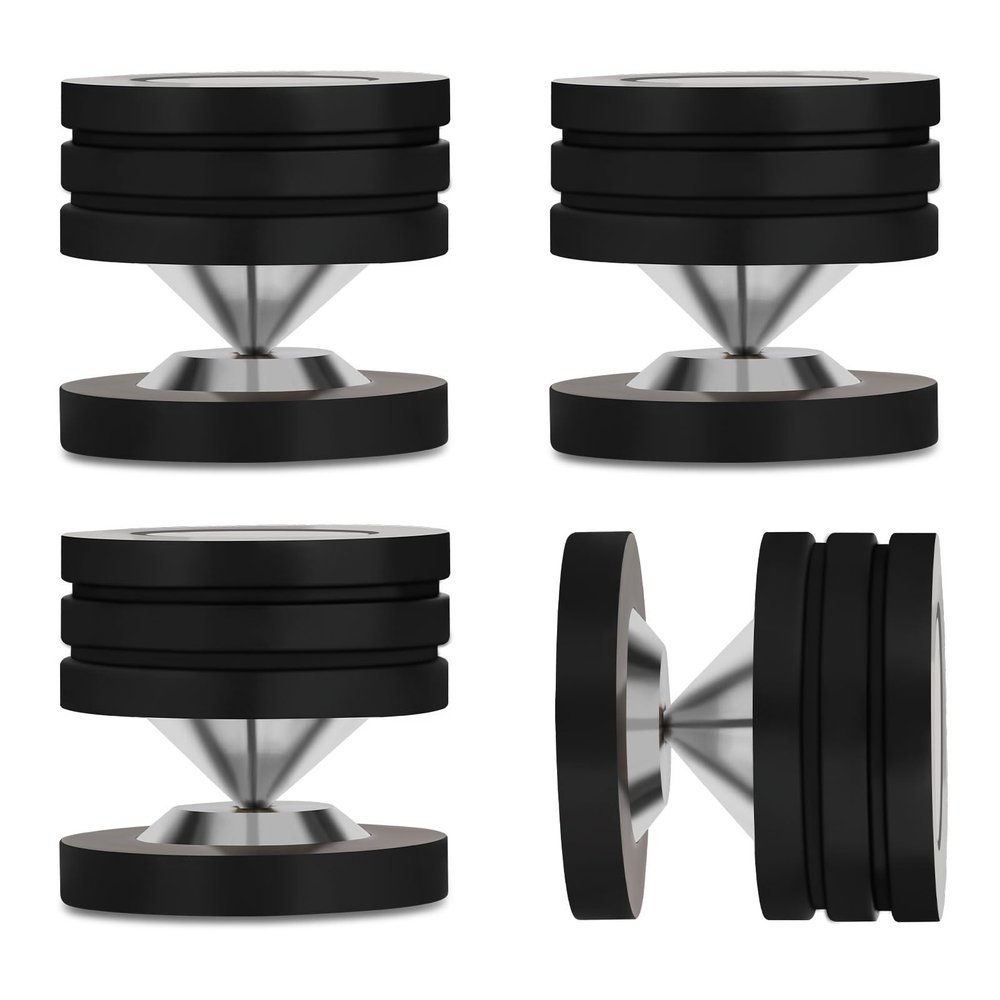 Monosaudio HiFi Speaker Isolation Feet 49x49mm Speaker Spikes Pads Stainless Steel Audio Feet Speaker Subwoofer Absorber Feet Subwoofer Spikes Pads for Speakers,Subwoofers,CD/DVD Players 4 Set(Black)