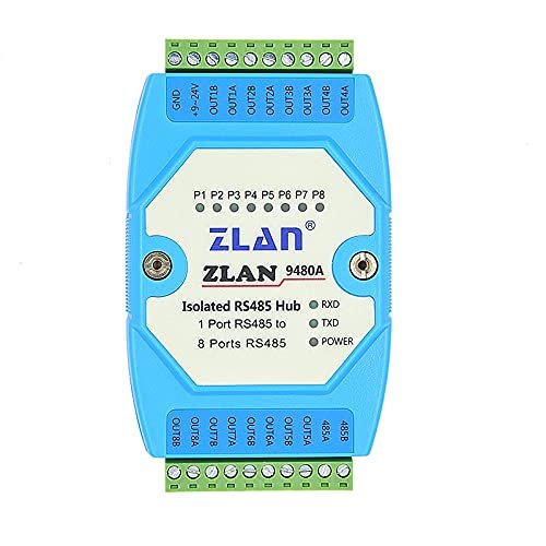 8 channels RS485 hub industrial isolation RS485 to RS485 converter extension long distance slave ZLAN9480A serial device server