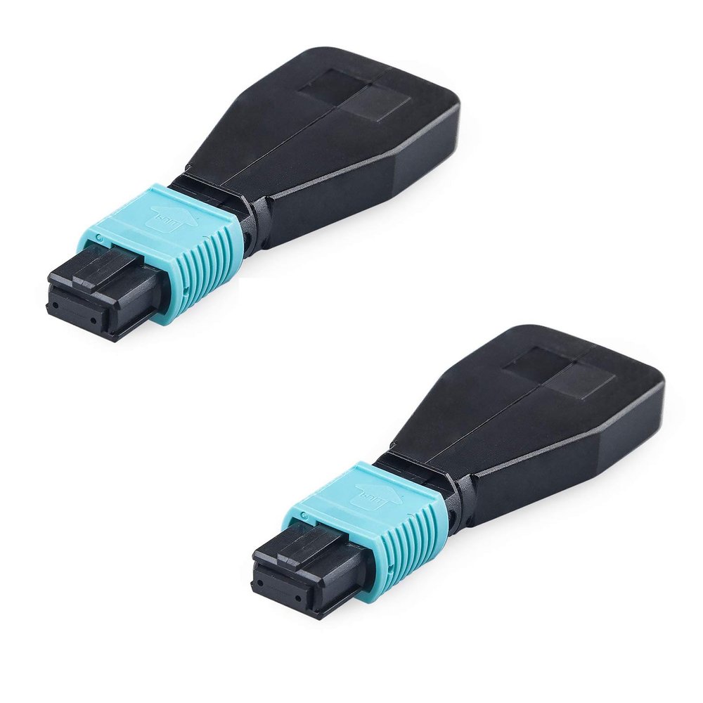 10Gtek [2-Pack] MPO Fiber Optic Loopback Adapter, 12-Core MPO Connector Multimode OM3 50/125um Test Plug for QSFP+ Transceiver Testing Applications or Network restorations