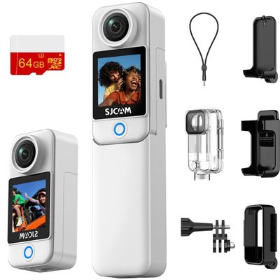 SJCAM C300 Action Camera (64GB),4K Vlogs YouTube Live Streaming,7Hour Power,6-Axis Stabilization,Dual-Touch Screen,Birthday Gifts for Kids Women Her Mom Wife Girlfriend Valentines Mothers Day