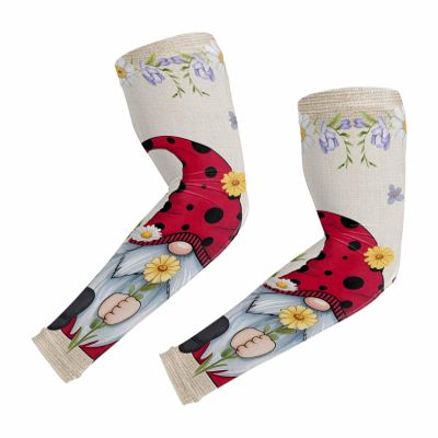 Ladybug Gnomes Cooling Arm Sleeves for Men Women, Spring Florals Rustic Daisy UV Protection Arm Sleeves, (XXL)