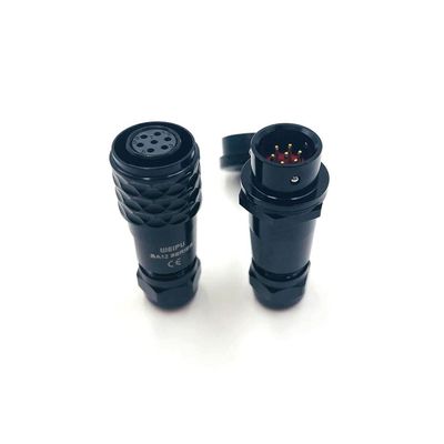 FORTTAR WEIPU SA1210/P2B 2 3 4 5 6 7 9 Pin Waterproof Connector, IP67 Tiny Male Female Metal Connector Plug and Socket 12mm Black (Cable to Cable Inline, Female Plug,7pin)