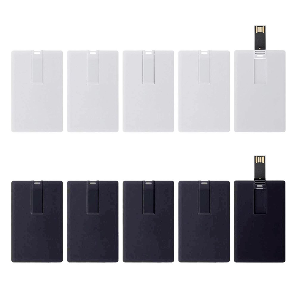 KINMIN Credit Card USB Flash Drive 128GB 10 Pack Business Card Bank Card Shape Flash Drive Memory Stick Key Credit USB Drive Black/White