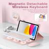 ABEIFAN for iPad 11th(A16)/10th Generation Keyboard Case, 7 Colors Backlit Wireless Detachable Folio, Keyboard for iPad 11 inch A16 2025/10th Gen 10.9-inch 2022 Cover with Pencil Holder,Pink view 3