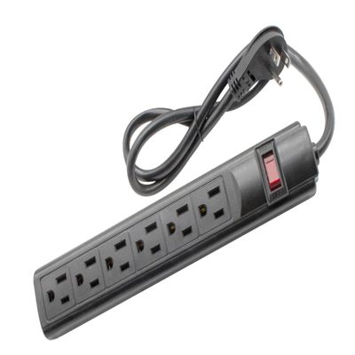 STEREN 6-Outlet Power Strip with 3ft Cord, Right Angle, 90 Degree, Black