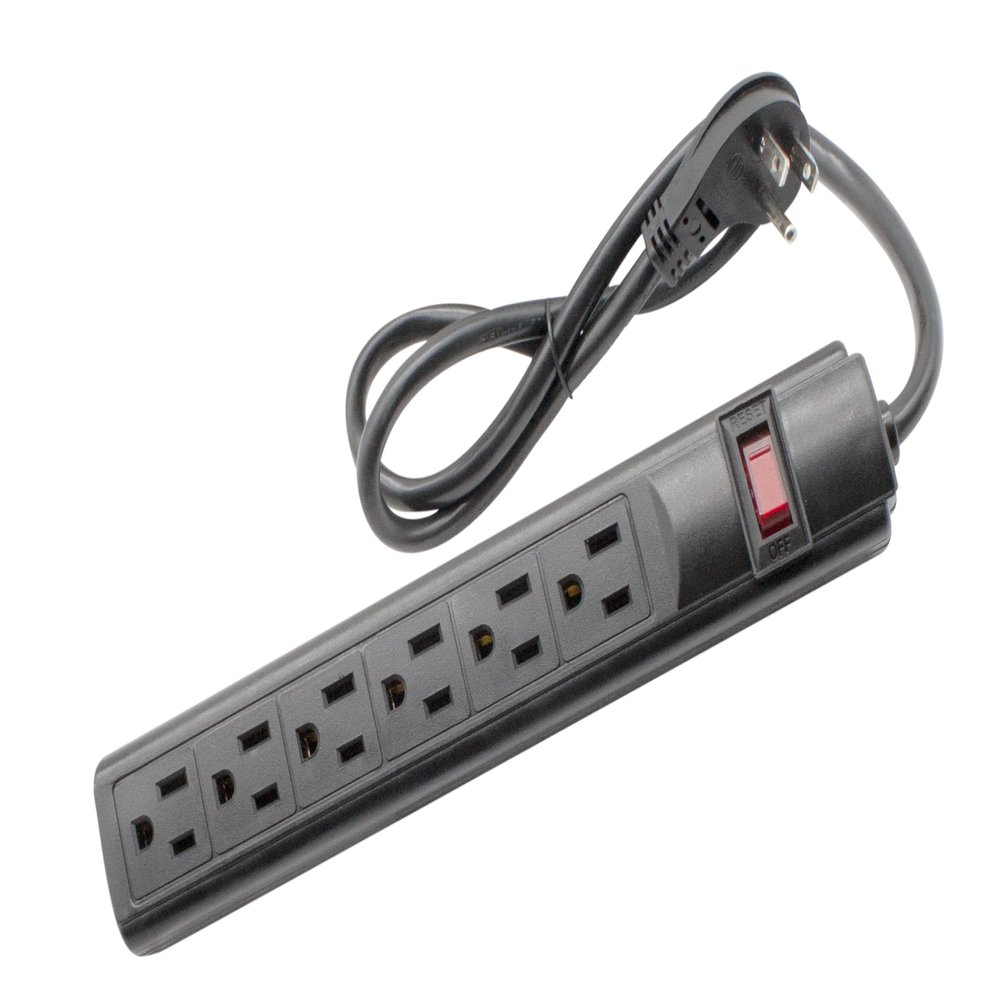 STEREN 6-Outlet Power Strip with 3ft Cord, Right Angle, 90 Degree, Black