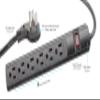STEREN 6-Outlet Power Strip with 3ft Cord, Right Angle, 90 Degree, Black view 2