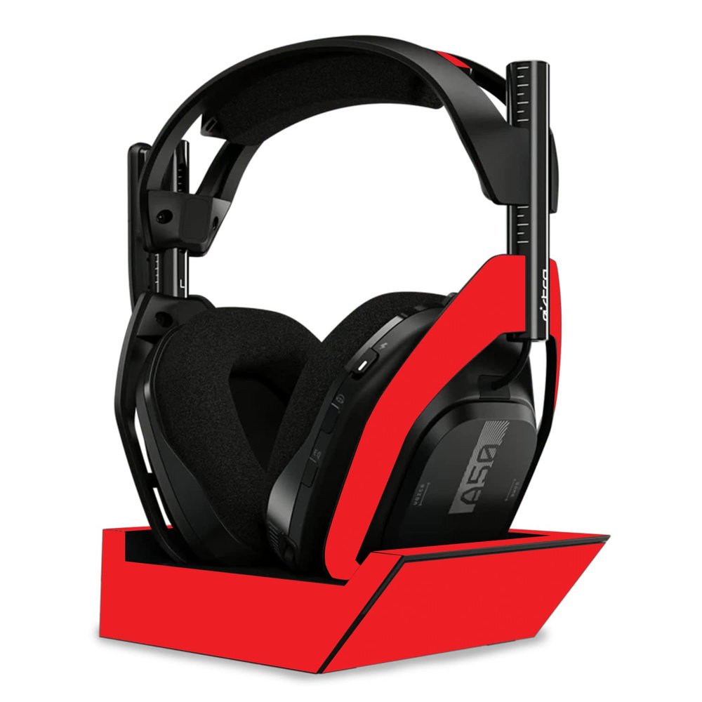 MightySkins Skin Compatible with Astro A50 Wireless Headphones + Base Station (Gen 4) - Solid Red | Protective, Durable, and Unique Vinyl Decal wrap Cover | Easy to Apply | Made in The USA