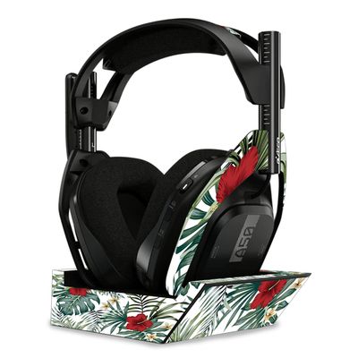 MightySkins Skin Compatible with Astro A50 Wireless Headphones + Base Station (Gen 4) - Tropical Hibiscus | Protective, Durable, and Unique Vinyl Decal wrap Cover | Easy to Apply | Made in The USA