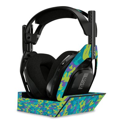 MightySkins Skin Compatible with Astro A50 Wireless Headphones + Base Station (Gen 4) - Summer Camouflage | Protective, Durable, and Unique Vinyl Decal wrap Cover | Easy to Apply | Made in The USA
