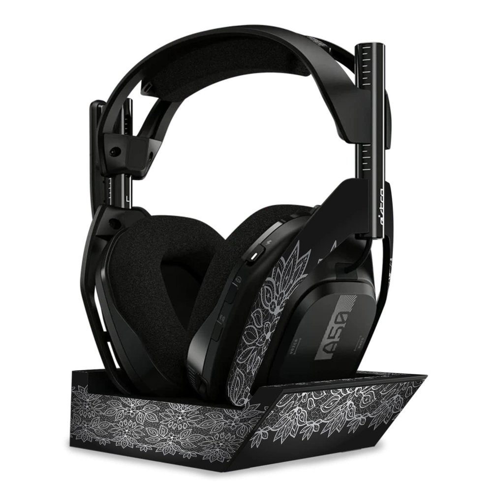 MightySkins Skin Compatible with Astro A50 Wireless Headphones + Base Station (Gen 4) - Floral Lace | Protective, Durable, and Unique Vinyl Decal wrap Cover | Easy to Apply | Made in The USA