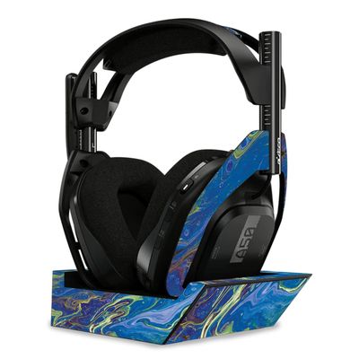 MightySkins Skin Compatible with Astro A50 Wireless Headphones + Base Station (Gen 4) - Blue Pour | Protective, Durable, and Unique Vinyl Decal wrap Cover | Easy to Apply | Made in The USA