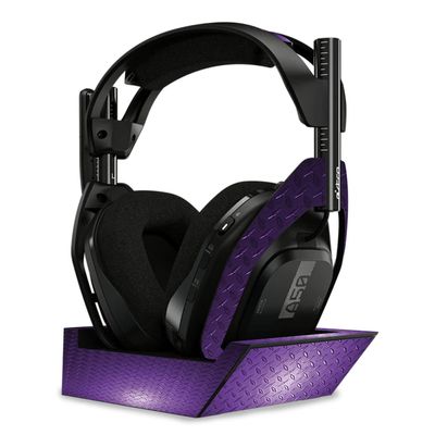 MightySkins Skin Compatible with Astro A50 Wireless Headphones + Base Station (Gen 4) - Purple Diamond Plate | Protective, Durable, and Unique Vinyl Decal wrap Cover | Easy to Apply | Made in The USA