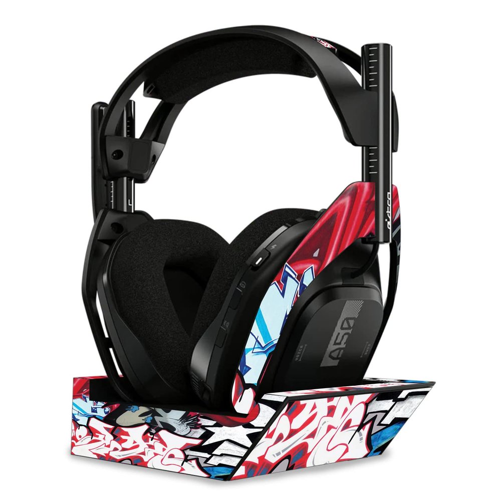 MightySkins Skin Compatible with Astro A50 Wireless Headphones + Base Station (Gen 4) - Graffiti Mash Up | Protective, Durable, and Unique Vinyl Decal wrap Cover | Easy to Apply | Made in The USA