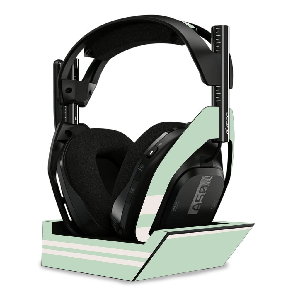 MightySkins Skin Compatible with Astro A50 Wireless Headphones + Base Station (Gen 4) - Mint Stripes | Protective, Durable, and Unique Vinyl Decal wrap Cover | Easy to Apply | Made in The USA