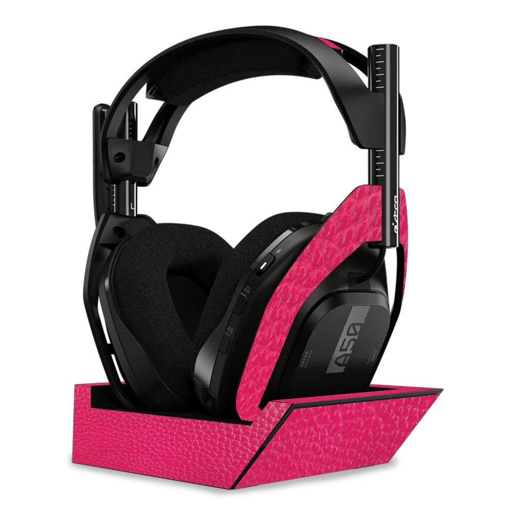 MightySkins Skin Compatible with Astro A50 Wireless Headphones + Base Station (Gen 4) - Pink Pleather | Protective, Durable, and Unique Vinyl Decal wrap Cover | Easy to Apply | Made in The USA