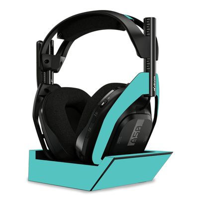 MightySkins Skin Compatible with Astro A50 Wireless Headphones + Base Station (Gen 4) - Solid Turquoise | Protective, Durable, and Unique Vinyl Decal wrap Cover | Easy to Apply | Made in The USA