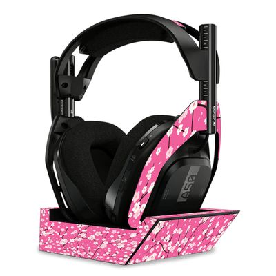 MightySkins Skin Compatible with Astro A50 Wireless Headphones + Base Station (Gen 4) - Sakura Pink | Protective, Durable, and Unique Vinyl Decal wrap Cover | Easy to Apply | Made in The USA