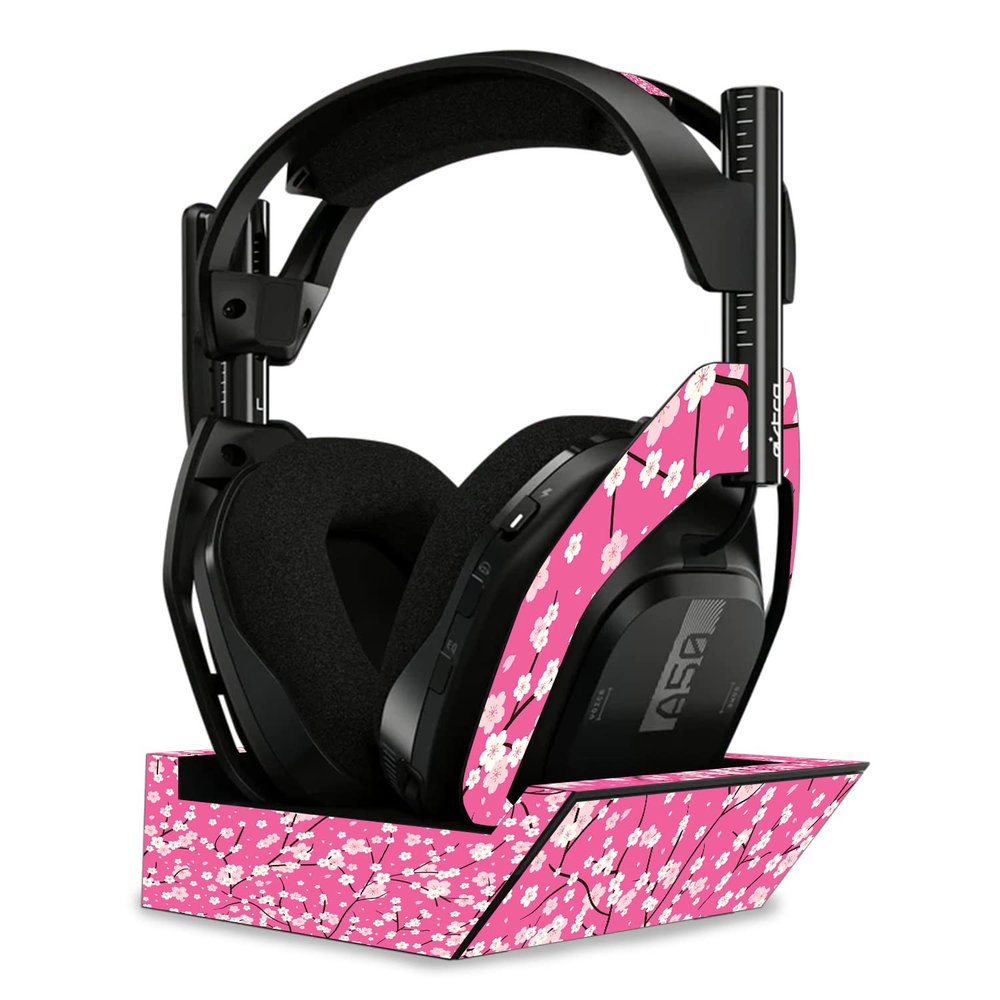 MightySkins Skin Compatible with Astro A50 Wireless Headphones + Base Station (Gen 4) - Sakura Pink | Protective, Durable, and Unique Vinyl Decal wrap Cover | Easy to Apply | Made in The USA