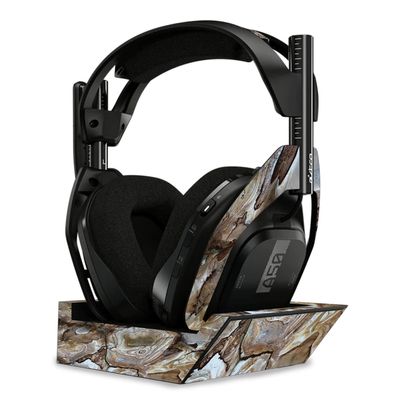 MightySkins Skin Compatible with Astro A50 Wireless Headphones + Base Station (Gen 4) - Brown Marble | Protective, Durable, and Unique Vinyl Decal wrap Cover | Easy to Apply | Made in The USA