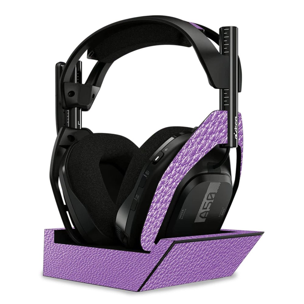MightySkins Skin Compatible with Astro A50 Wireless Headphones + Base Station (Gen 4) - Purple Pleather | Protective, Durable, and Unique Vinyl Decal wrap Cover | Easy to Apply | Made in The USA