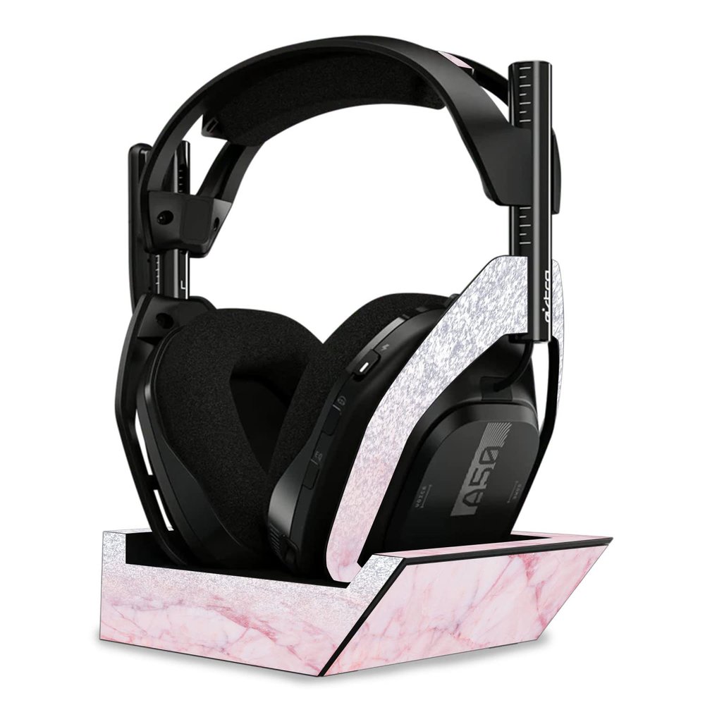 MightySkins Skin Compatible with Astro A50 Wireless Headphones + Base Station (Gen 4) - Girly Marble Dazzle | Protective, Durable, and Unique Vinyl Decal wrap Cover | Easy to Apply | Made in The USA