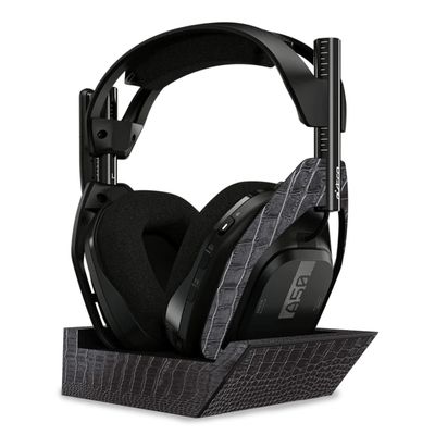 MightySkins Skin Compatible with Astro A50 Wireless Headphones + Base Station (Gen 4) - Black Gator Skin | Protective, Durable, and Unique Vinyl Decal wrap Cover | Easy to Apply | Made in The USA