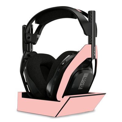 MightySkins Skin Compatible with Astro A50 Wireless Headphones + Base Station (Gen 4) - Solid Blush | Protective, Durable, and Unique Vinyl Decal wrap Cover | Easy to Apply | Made in The USA