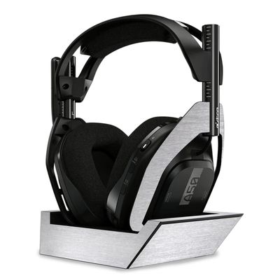 MightySkins Skin Compatible with Astro A50 Wireless Headphones + Base Station (Gen 4) - Brushed Aluminium | Protective, Durable, and Unique Vinyl Decal wrap Cover | Easy to Apply | Made in The USA