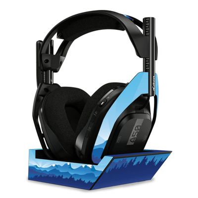 MightySkins Skin Compatible with Astro A50 Wireless Headphones + Base Station (Gen 4) - Blue Mountains | Protective, Durable, and Unique Vinyl Decal wrap Cover | Easy to Apply | Made in The USA