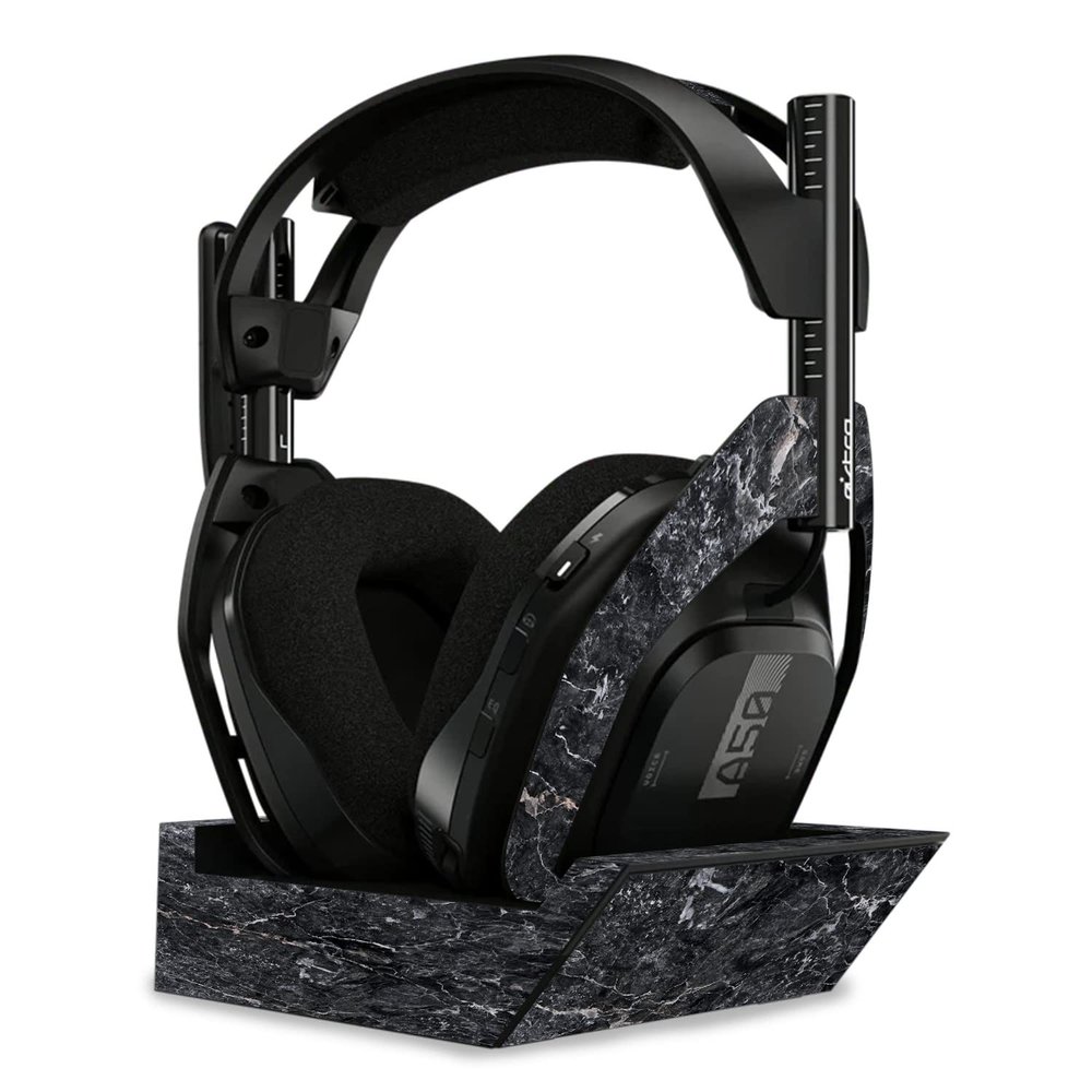 MightySkins Skin Compatible with Astro A50 Wireless Headphones + Base Station (Gen 4) - Onyx Marble | Protective, Durable, and Unique Vinyl Decal wrap Cover | Easy to Apply | Made in The USA