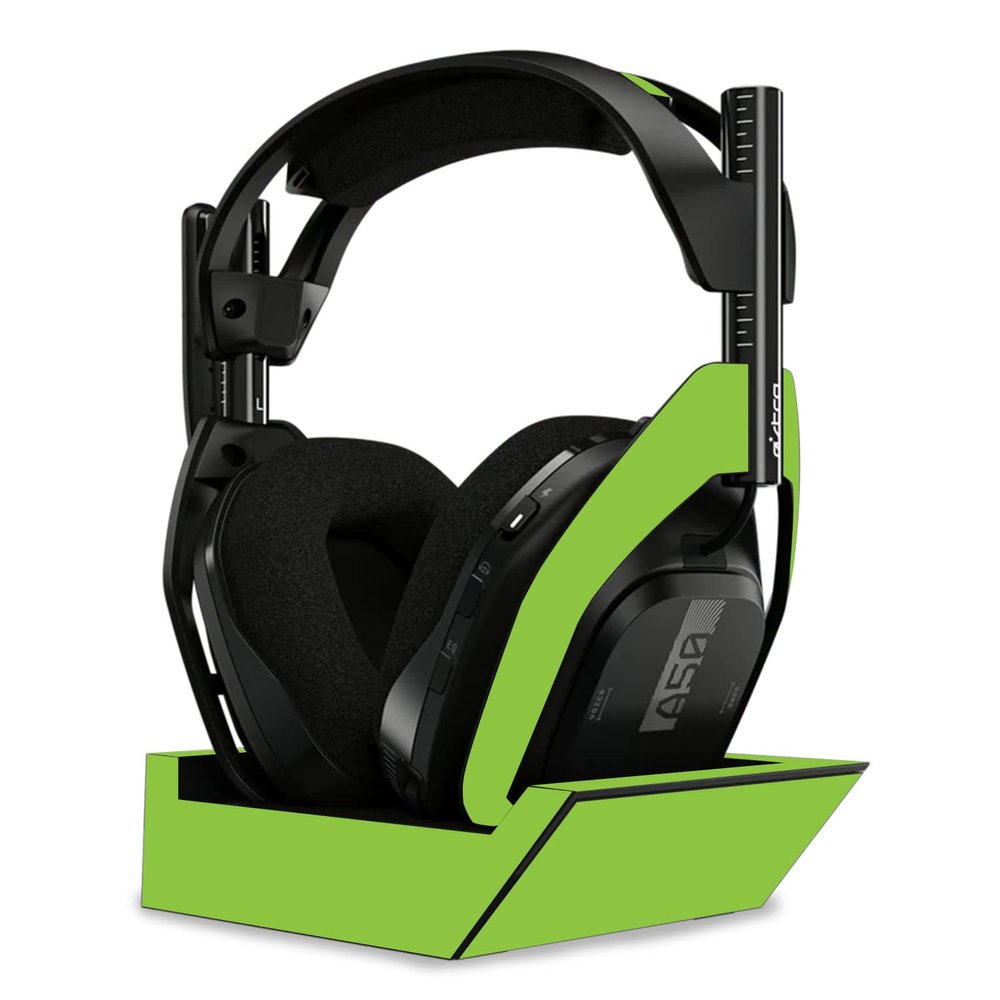MightySkins Skin Compatible with Astro A50 Wireless Headphones + Base Station (Gen 4) - Solid Lime Green | Protective, Durable, and Unique Vinyl Decal wrap Cover | Easy to Apply | Made in The USA