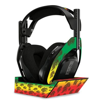 MightySkins Skin Compatible with Astro A50 Wireless Headphones + Base Station (Gen 4) - Rasta Lion | Protective, Durable, and Unique Vinyl Decal wrap Cover | Easy to Apply | Made in The USA
