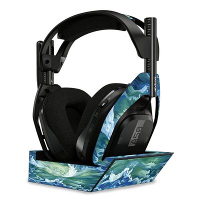 MightySkins Skin Compatible with Astro A50 Wireless Headphones + Base Station (Gen 4) - Cyclone Wave | Protective, Durable, and Unique Vinyl Decal wrap Cover | Easy to Apply | Made in The USA