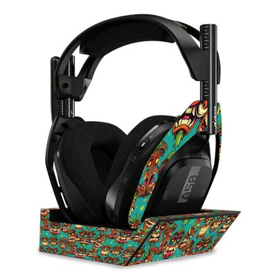 MightySkins Skin Compatible with Astro A50 Wireless Headphones + Base Station (Gen 4) - Crazy Tikis | Protective, Durable, and Unique Vinyl Decal wrap Cover | Easy to Apply | Made in The USA