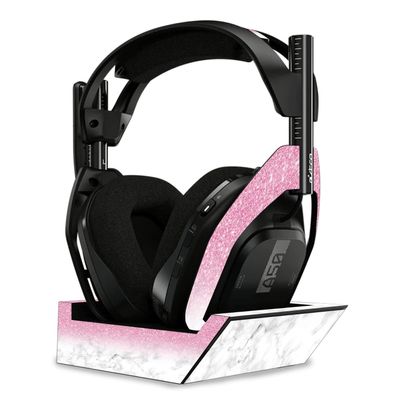 MightySkins Skin Compatible with Astro A50 Wireless Headphones + Base Station (Gen 4) - Marble Glitz | Protective, Durable, and Unique Vinyl Decal wrap Cover | Easy to Apply | Made in The USA