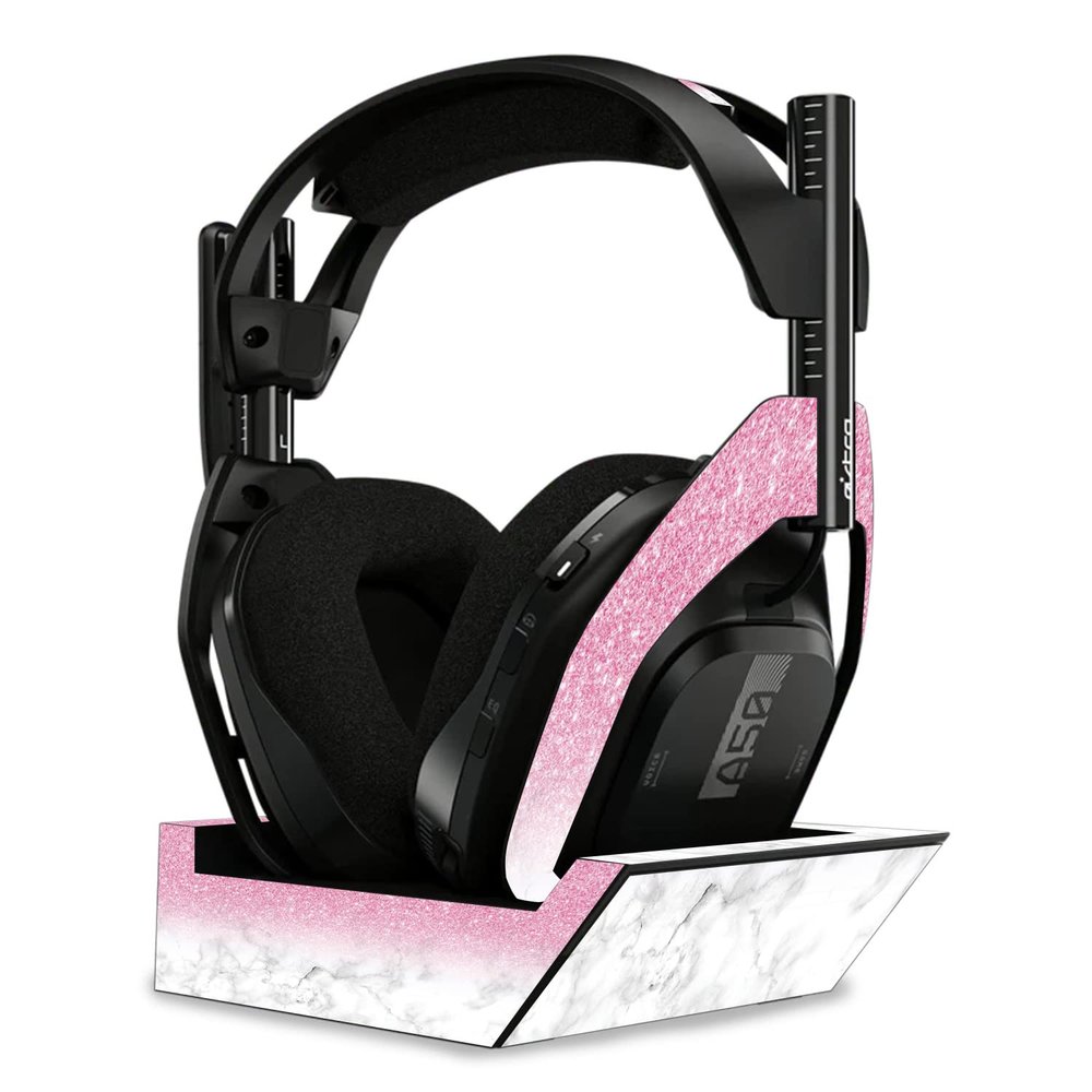 MightySkins Skin Compatible with Astro A50 Wireless Headphones + Base Station (Gen 4) - Marble Glitz | Protective, Durable, and Unique Vinyl Decal wrap Cover | Easy to Apply | Made in The USA