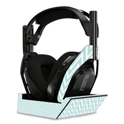 MightySkins Skin Compatible with Astro A50 Wireless Headphones + Base Station (Gen 4) - Aqua Chevron | Protective, Durable, and Unique Vinyl Decal wrap Cover | Easy to Apply | Made in The USA