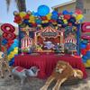 10x8ft Red Circus Backdrop Amusement Park Tents Stratus Playground Carnival Carousel Kids Boy 1st Birthday Party Baby Shower view 4