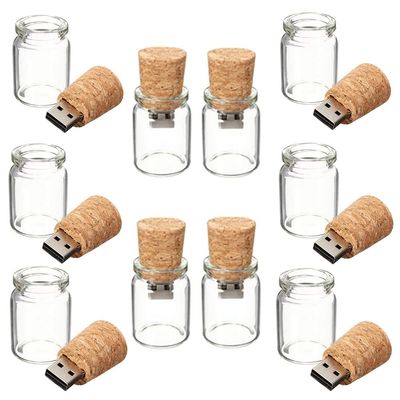 10 PCS Drift Bottle USB Flash Drive Memory Stick Transparent Glass Thumb Drive (USB2.0 2GB)