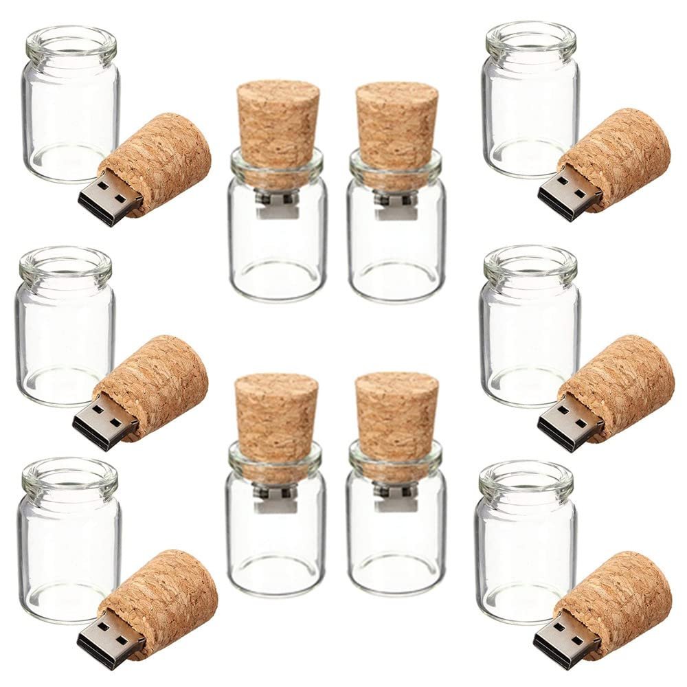 10 PCS Drift Bottle USB Flash Drive Memory Stick Transparent Glass Thumb Drive USB3.0 8GB (USB3.0 8GB)