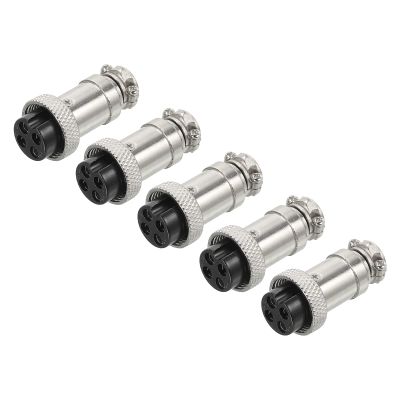 MECCANIXITY 5pcs Aviation Connector GX16 4 Pins 16mm Female Wire Panel Aviation Connector Plug Socket for Aviation, High-Speed Rail, Ships