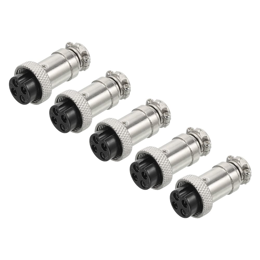 MECCANIXITY 5pcs Aviation Connector GX16 4 Pins 16mm Female Wire Panel Aviation Connector Plug Socket for Aviation, High-Speed Rail, Ships