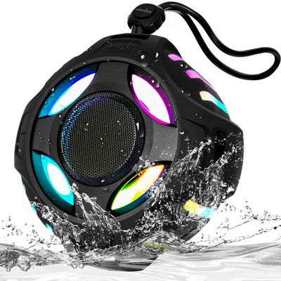 comiso Waterproof Speaker with Robust Bass, Shower Speaker with Dynamic Light, TWS Mode, Loud HD Sound, IP67 Waterproof, 2000mAh, Portable Wireless Speakers for Home, Outdoor/Kayak, Gift for Unisex.
