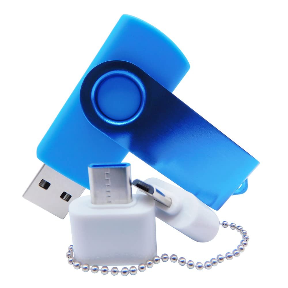 32GB USB Flash Drives Memory Sticks Thumb Drive with OTG & Type-C/USB C Adaptor (Blue)