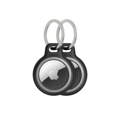 Belkin Apple AirTag Reflective Secure Holder w/Key Ring - AirTag Keychain - AirTag Holder - AirTag Keychain Accessories - Reflective & Scratch Resistant AirTag Case w/Raised Edges - 2-Pack Black