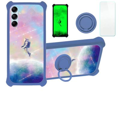 Galaxy M14 5G Case Compatible with Samsung Galaxy M14 5G Phone Case Cover [with Tempered Glass Screen Protector][PC + TPU 2 in 1][Ring Support] [Luminous Effect] YGL-FXJ